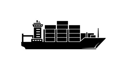 Naklejka premium Cargo Ship Delivering Goods Silhouette Icon Vector Illustration Design