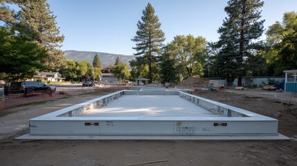 Obraz premium Construction Site with Foundation for Future Building Project