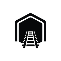 Train tunnel entrance vector illustration minimalist design railway transportation concept for travel industry and underground infrastructure development with depth perspective