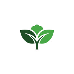 Green Leaf Logo Design Symbolizing Growth and Sustainability on White Background Graphic Resource