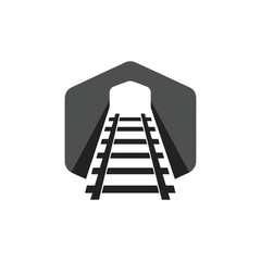Railroad Tracks Leading into a Dark Tunnel in Monochrome Style Depicting Transportation and Industrial Themes Perfectly