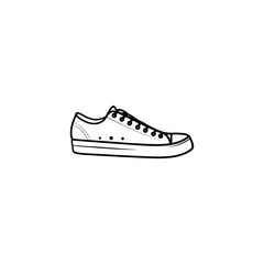Black and White Sketch of a Classic Canvas Shoe with Detailed Outline and Laces on a Clean White Background for Creative Projects