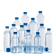Clear Plastic Water Bottles with Blue Caps – Symbol of Hydration, Simplicity, and Everyday Wellness