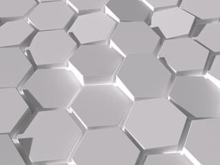 凸凹した六角形のパネルの3Dイラストレーション