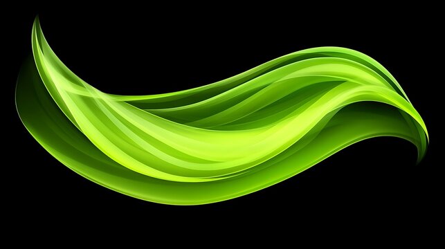 Flowing green abstract design on black background.