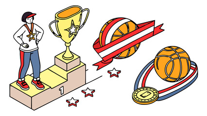 Sport prizes collection. vector illustration isolated on transparen