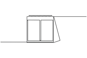 Table calendar continuous one line drawing minimalist style office and organizer vector illustration