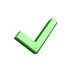 A 3D render of a paint metallic check icon on transparent background