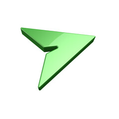 A 3D render of a paint metallic send and share icon on transparent background