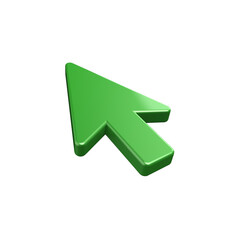 A 3D render of a paint metallic click pointer cursor arrow icon on transparent background