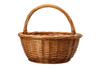 A woven bamboo basket, isolated on a transparent background in PNG format.