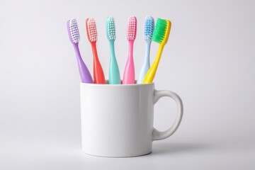 Toothbrushes in a Mug - Colorful Dental Hygiene