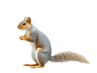 Obraz premium Squirrel standing upright isolated on transparent background