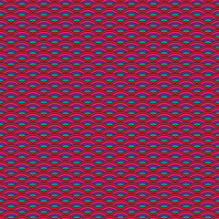 Seamless Japanese Seigaiha wave pattern in red purple and teal vector