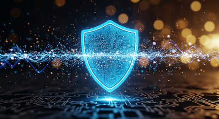 Shield icon on secure global network representing cyber security and information protection, advanced technology concept for business and internet marketing, ensuring data safety and digital defense 