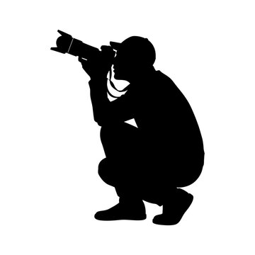 recommend clip art: Black Silhouette of Photographer Crouching with Camera