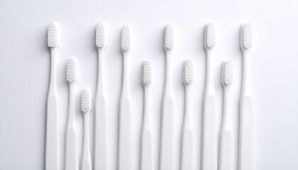 Row of white toothbrushes