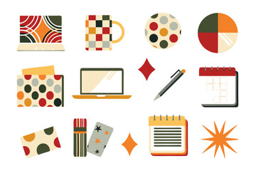 Business Tools & Accessories: A collage of diverse office accessories arranged on the platform, capturing elements of work, collaboration and corporate life.