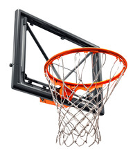 Close-up of a Basketball Hoop and Backboard Isolated on a Black Background