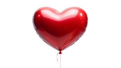 A shiny red heart balloon isolated on transparent background, perfect for valentines day and romantic celebrations