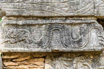 Serpent Relief Detail on Stone Wall, Chichen Itza
