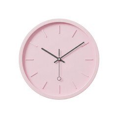 Wanduhr in Pastellrosa auf transparentem Hintergrund – Studioaufnahme