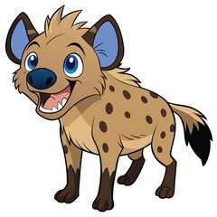 Fototapeta premium Cute cartoon hyena smiling and looking at the camera, isolated on white background