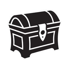 Wooden Treasure Chest Closed View Silhouette