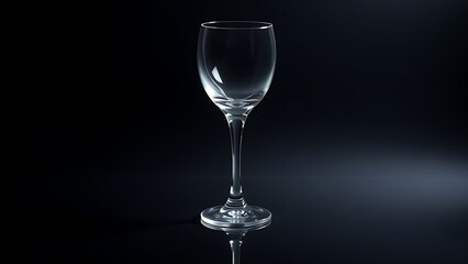 Elegant wine glass glowing with reflections, isolated on a dark and sophisticated backdrop.