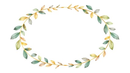 Fototapeta premium Elegant botanical wreath frame with intricate details, set against a soft pastel background.