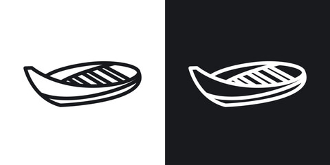 Wooden boat icons. Illustration of outline icons