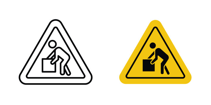 Warning heavy object signs. Illustration of outline icons
