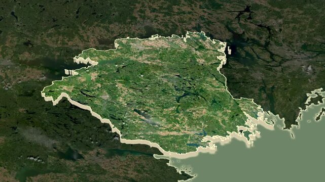 Sodermanland region, Sweden, extruded. Map animation