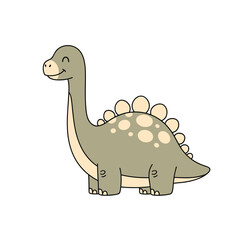 Naklejka premium Adorable green stegosaurus dinosaur illustration with a happy expression