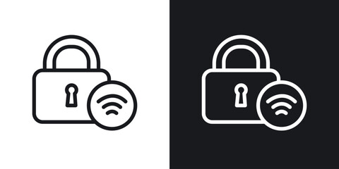 Smart lock icons. Illustration of outline icons