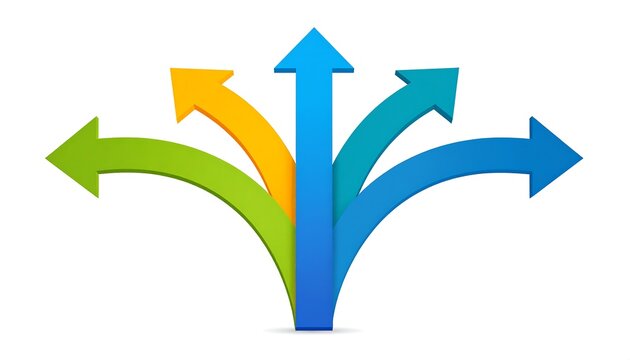 Colorful arrows diverging from a central point
