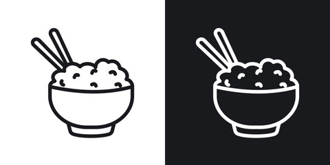 Rice bowl icons. Illustration of outline icons