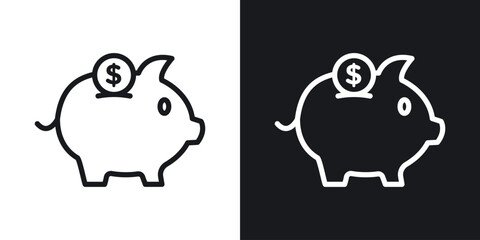 Piggy bank pack. vector glyph flat icons