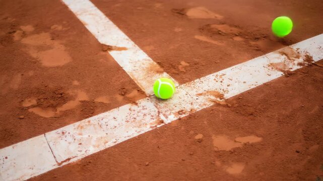 Tennis ball on tennis court