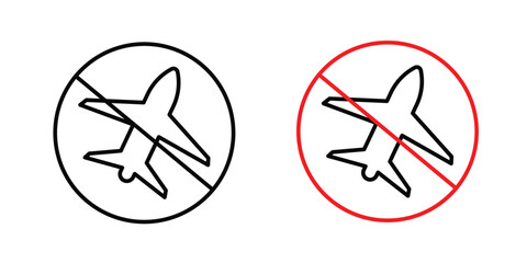 No plane signs. Illustration of outline icons