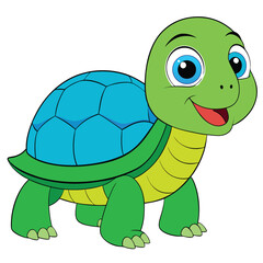 Fototapeta premium Cute cartoon turtle isolated on white background