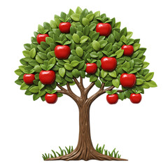 Lush Apple Tree: Vibrant Red Apples, Green Leaves, Abundant Harvest