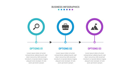 Progress bar featuring 3 arrow-shaped elements, symbolizing the three stages of business strategy and progression. Clean timeline infographic design template. Vector for mobile presentation.