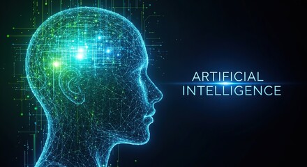 Obraz premium Artificial intelligence digital brain network technology concept
