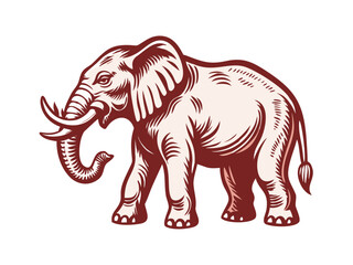 Obraz premium An elephant animal woodcut vintage style icon mascot illustration