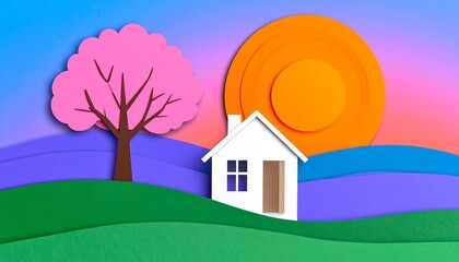 Fototapeta premium Simple Papercut Landscape