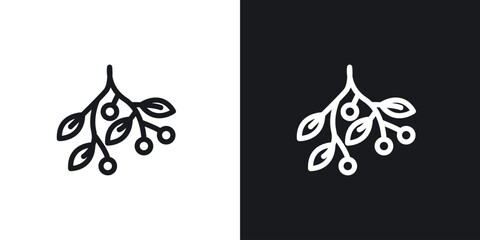 Mistletoe icons. Illustration of outline icons