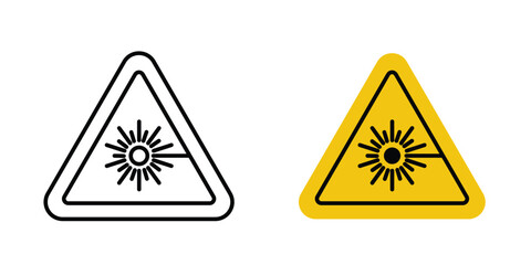 Laser warning icons. Illustration of outline icons