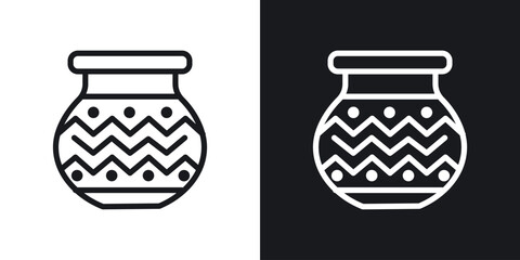 Indian pot icons. Illustration of outline icons