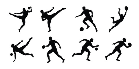 Vector art of dynamic collection of athletes playing sports, isolated on white background